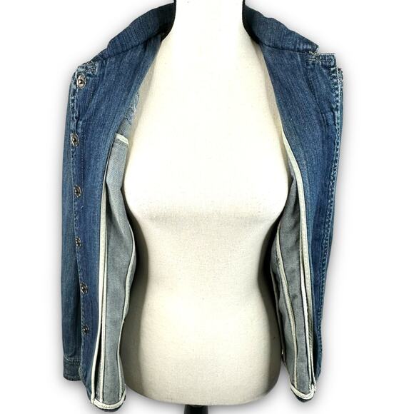 Brandon Thomas Womens Jean Denim Trucker Jacket Embellished Floral Size Small - Picture 4 of 8